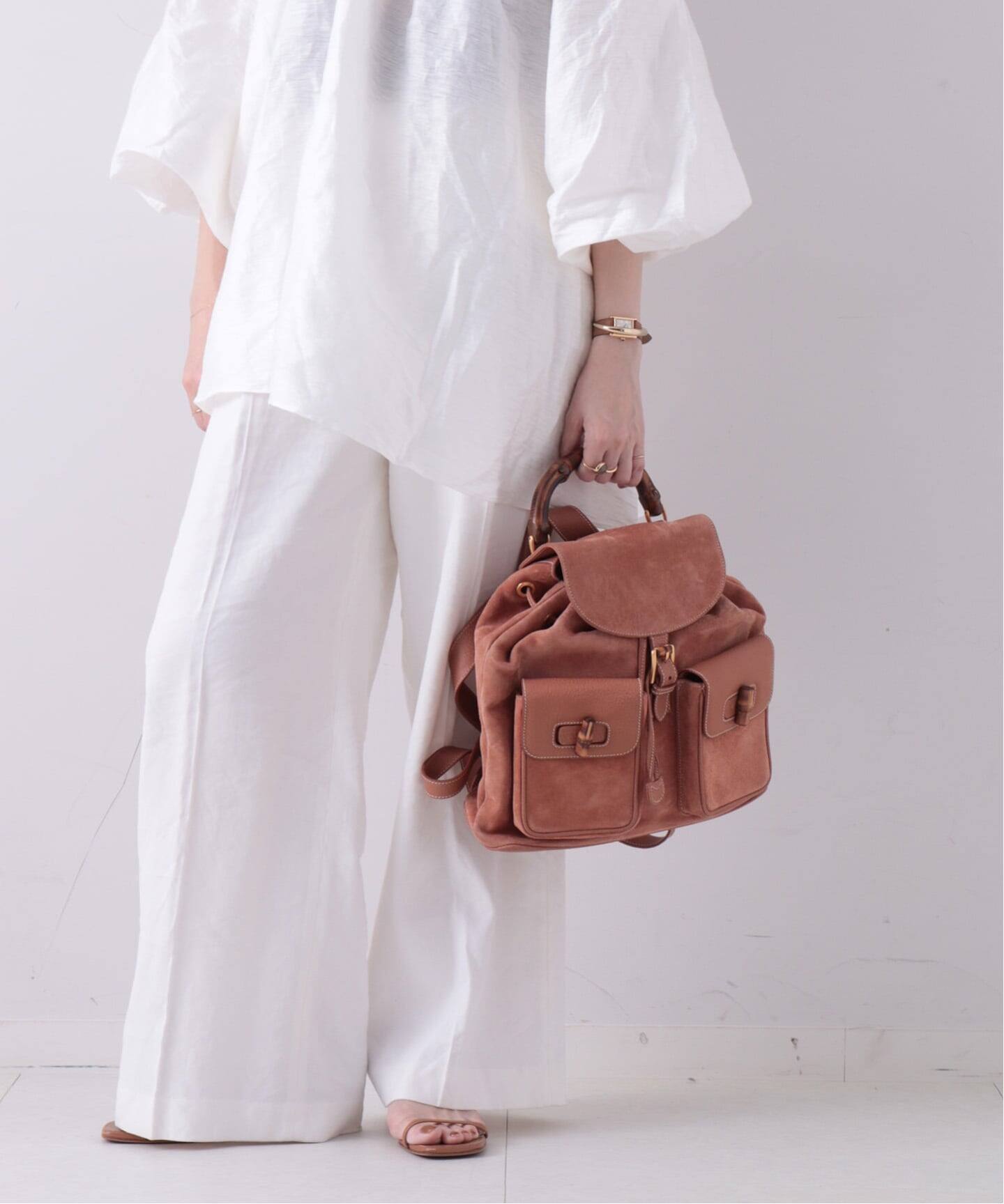 VINTAGE GUCCI/グッチ】Bamboo backpack suede（バックパック