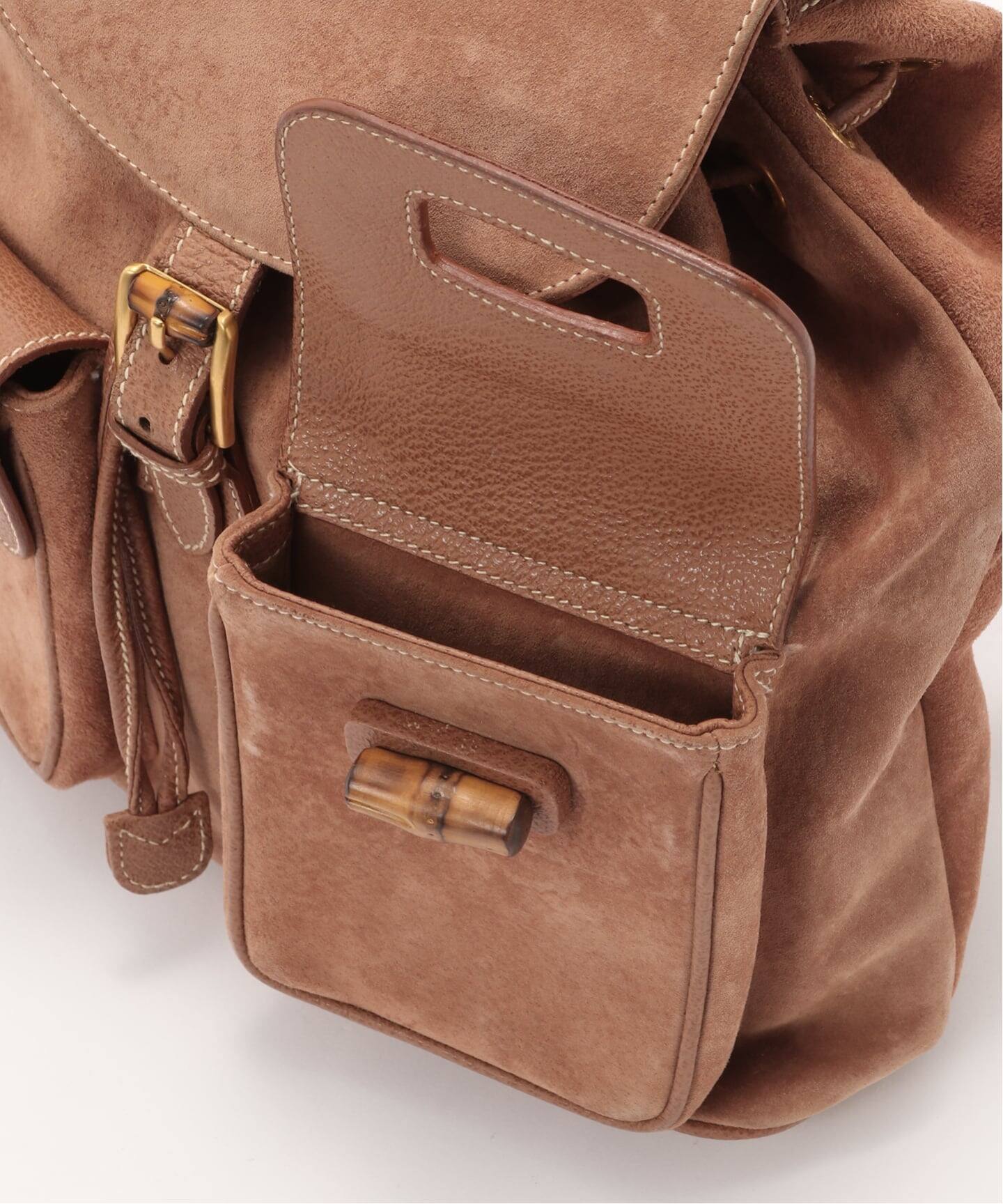 VINTAGE GUCCI/グッチ】Bamboo backpack suede（バックパック