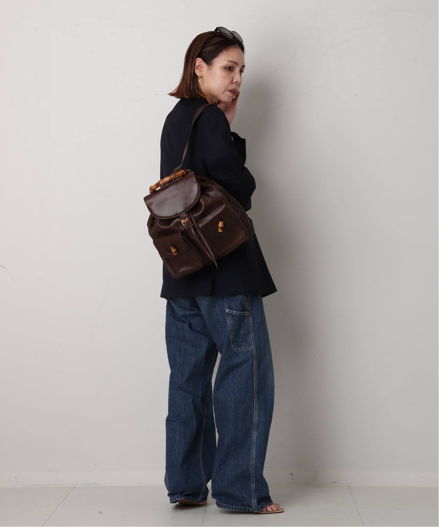 良品　OLD　GUCCI　キャンバス　エナメル　バックパック　バンブー　フラップ グッチ(GUCCI) バンブー(bamboo) 中古 リュック・バックパック