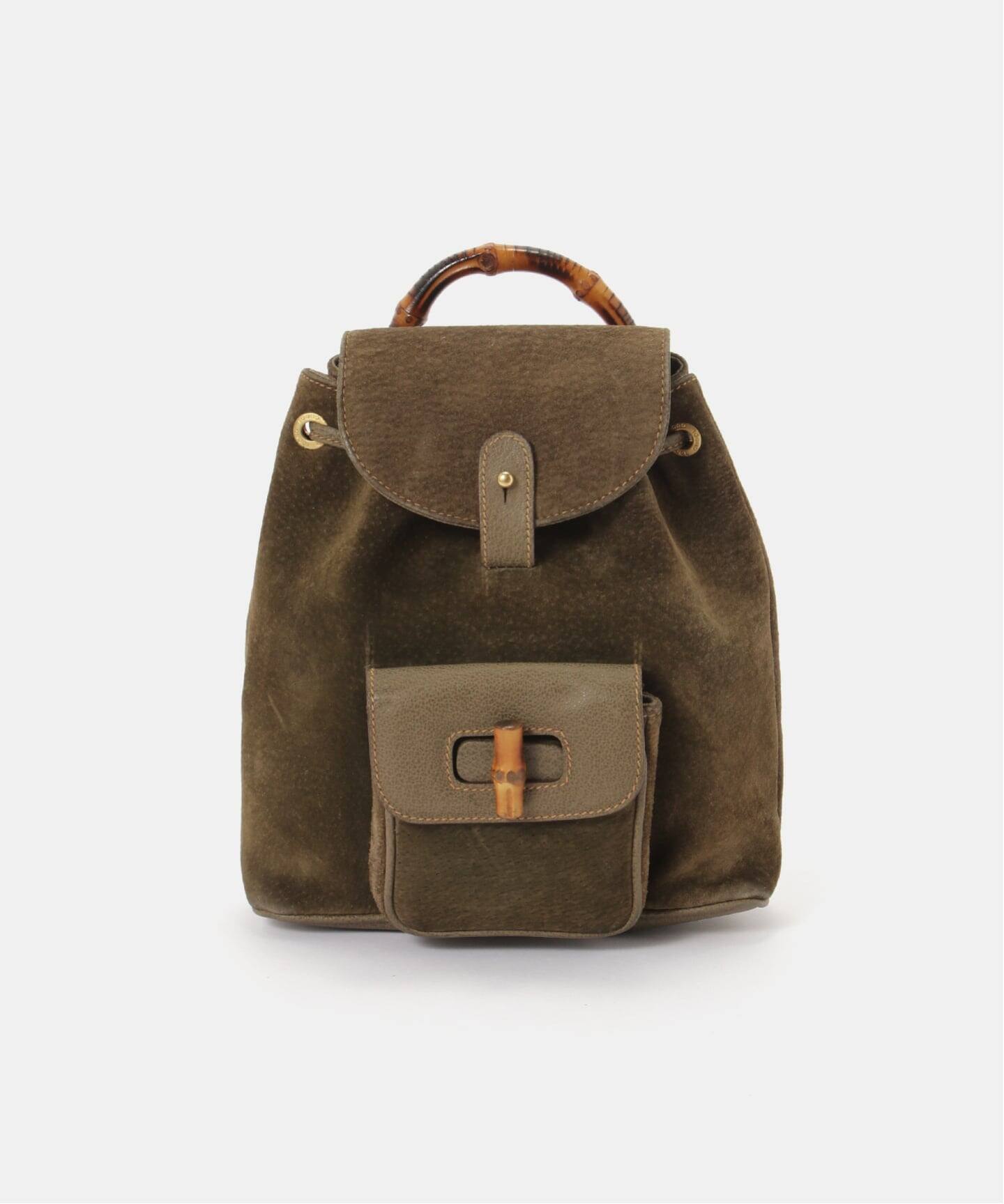 VINTAGE GUCCI/グッチ】Bamboo バックパック mini suede（バックパック