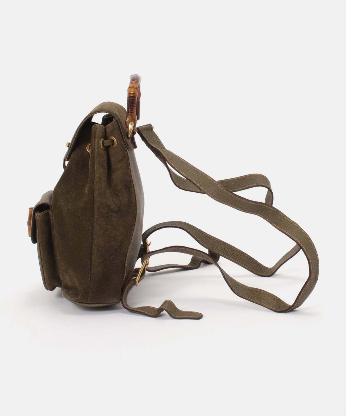 VINTAGE GUCCI/グッチ】Bamboo バックパック mini suede（バックパック