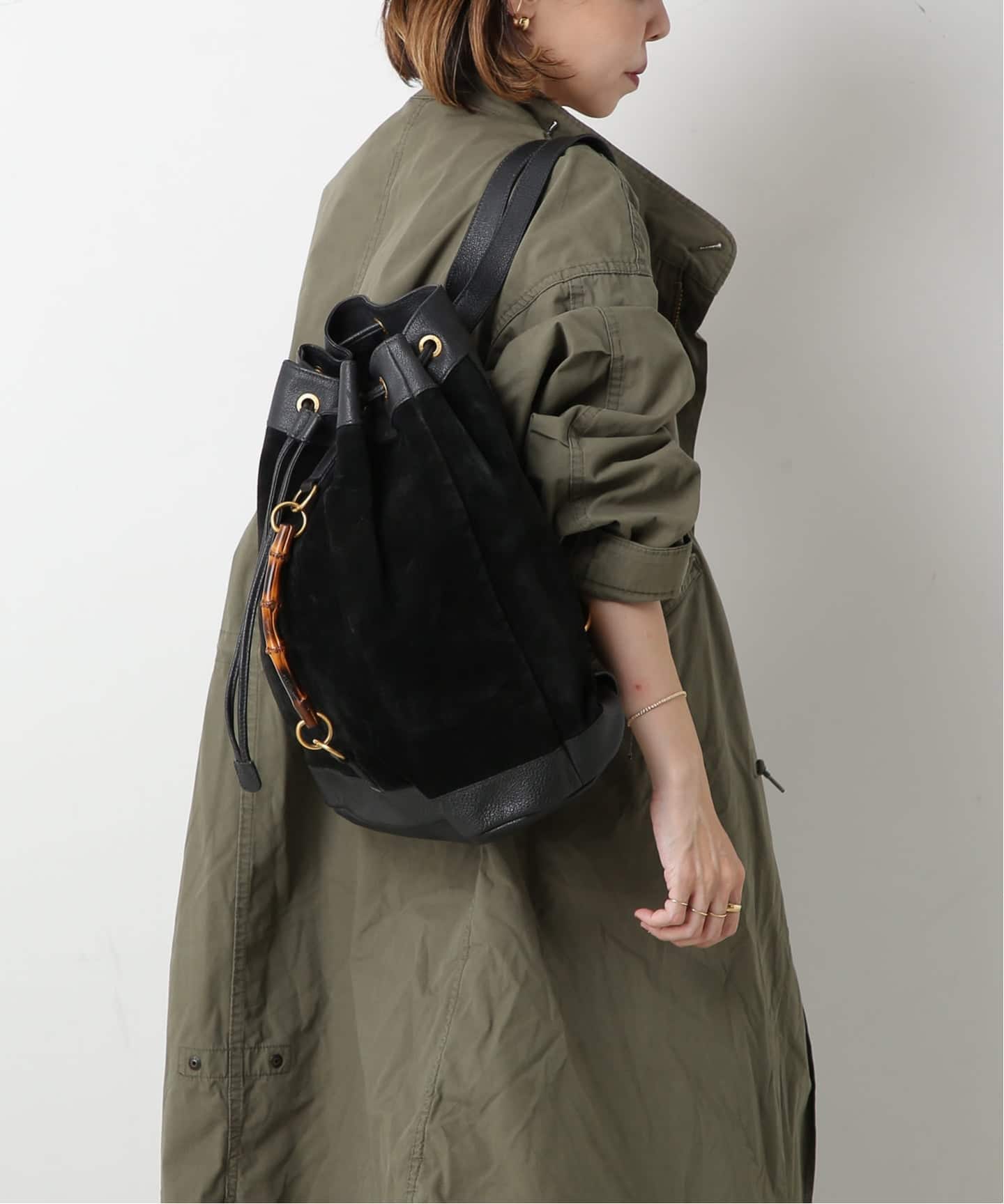 VINTAGE GUCCI/グッチ】Bamboo backpack suede（バックパック
