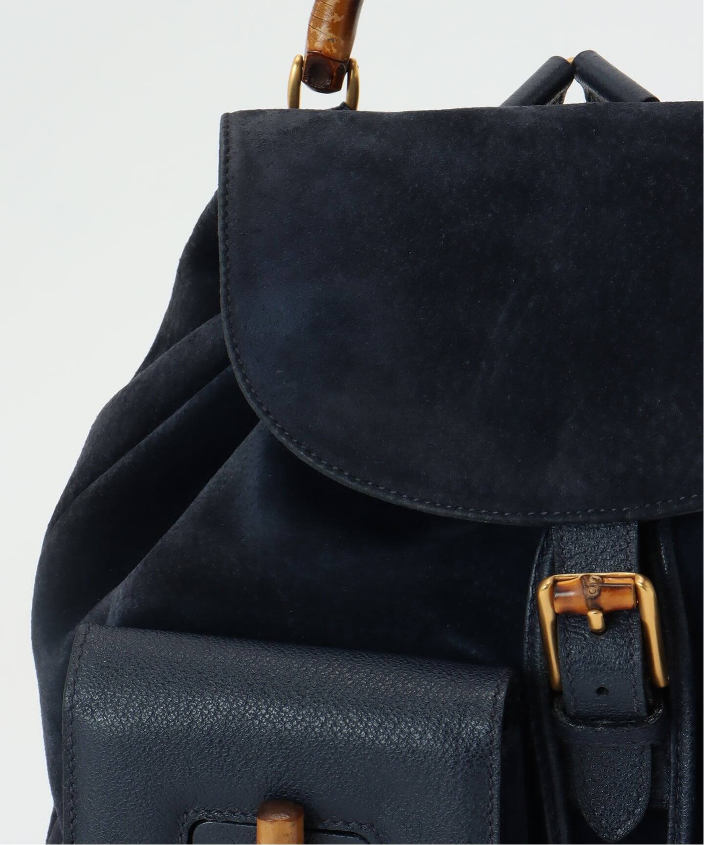 VINTAGE GUCCI/グッチ】 Bamboo バックパック suede（バックパック