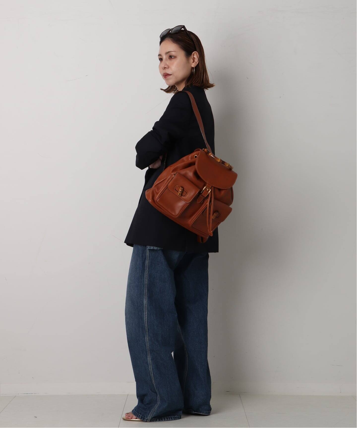 良品　OLD　GUCCI　キャンバス　エナメル　バックパック　バンブー　フラップ 良品 OLD GUCCI キャンバス エナメル バックパック バンブー