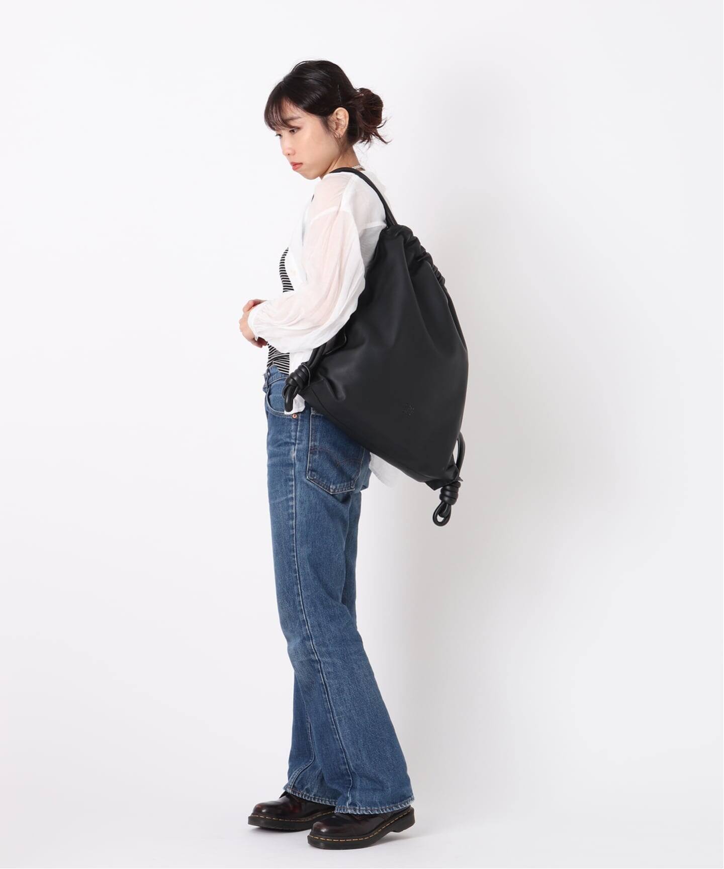 【美品】LOEWE ロエベ ヤゴ　リュック　バックパック　巾着　ナップサック LOEWE ロエベ ヤゴ パフィー リュック バックパック ブラック ブラウン