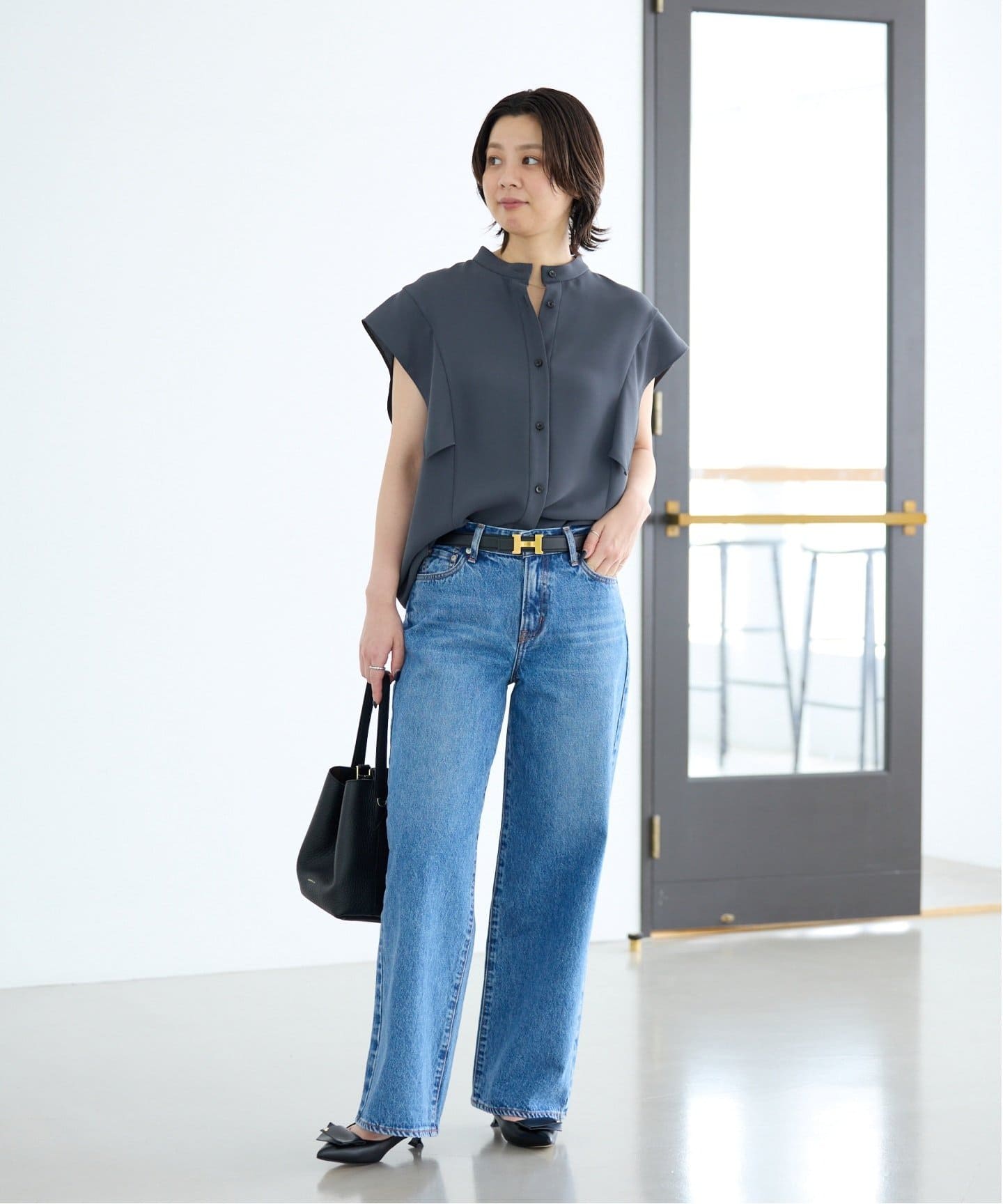 追加》3.5cmポインテッドLモチーフパンプス（パンプス）｜LE