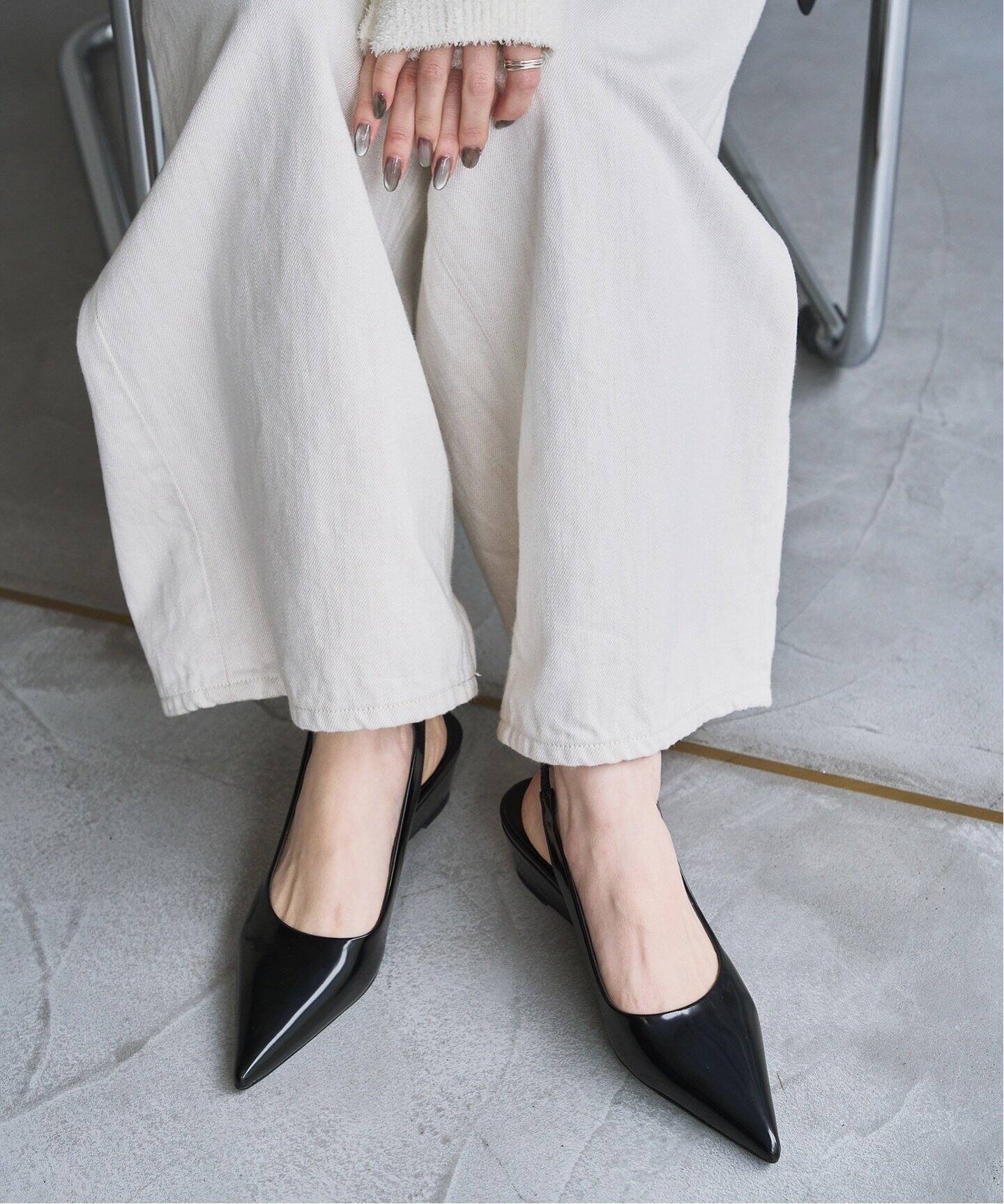 4cmポインテッドスリングバックウエッジ（パンプス）｜LE TALON（ル  