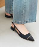 ポインテッドトゥキャップチェーンスリングバック