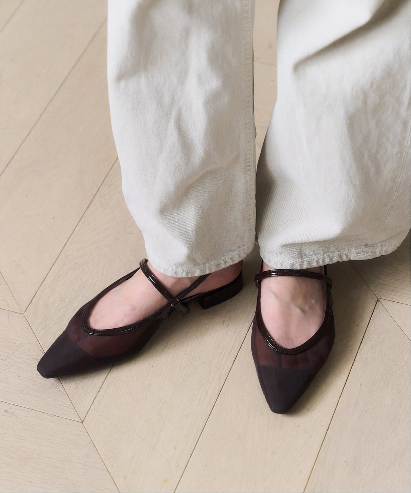 LE TALON シアーストラップスリングバック ブラウン 23 シアーストラップスリングバック（フラットシューズ）｜LE TALON（ル