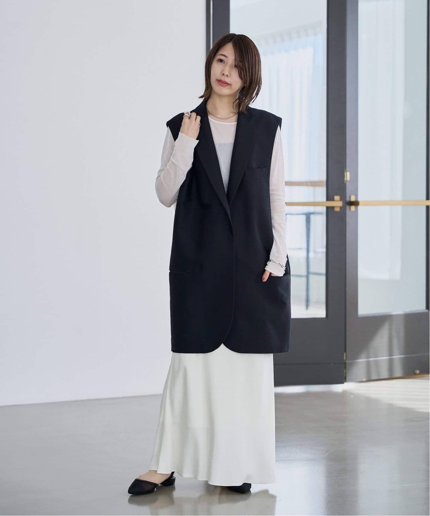 追加》ポインテッド2WAYストラップチュールミュール（フラット