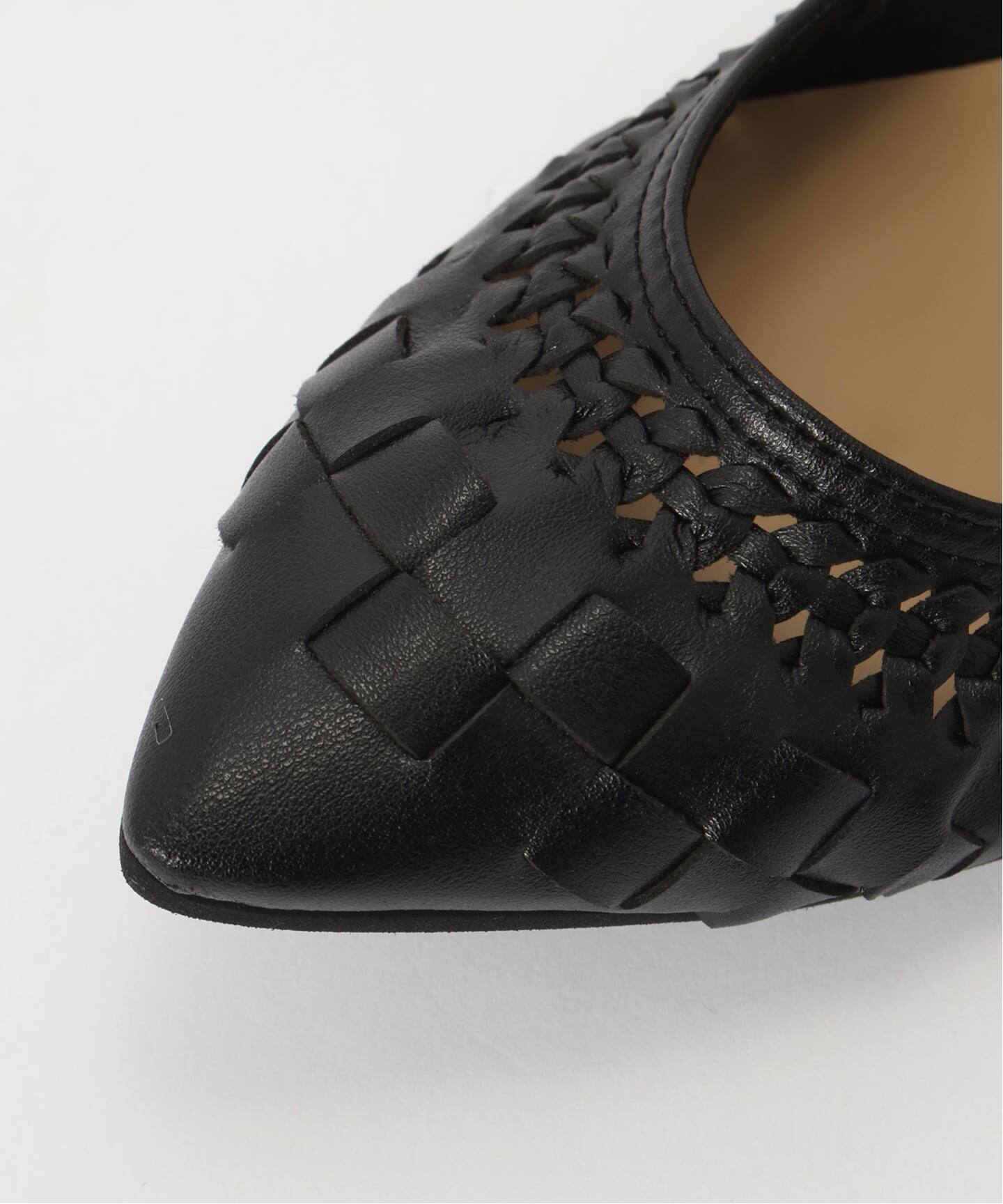美品☆ルタロン　メッシュ　フラットパンプス　22.5 ブラック LE TALON シューズ 「追加」ポインテッドサシメッシュフラット