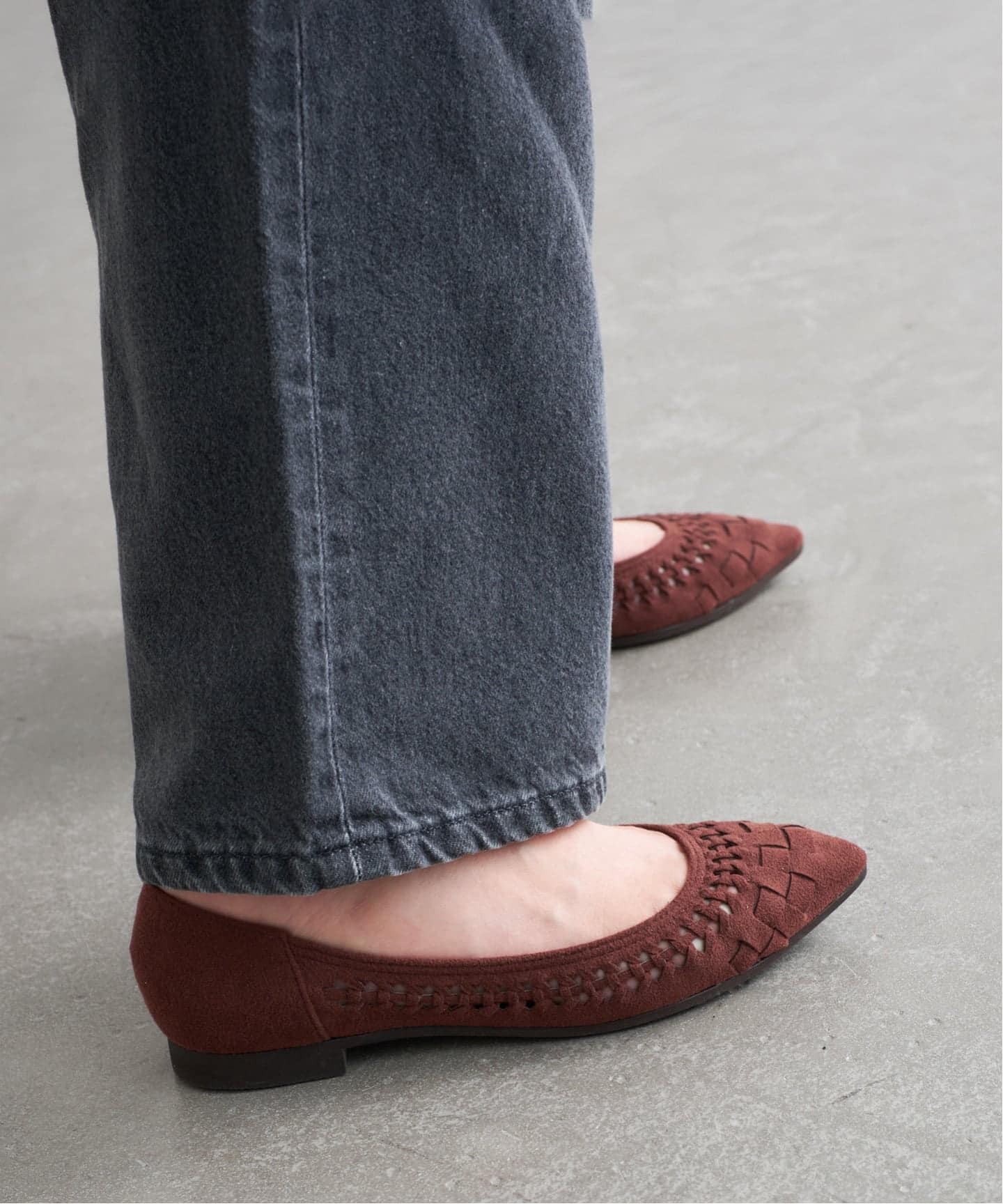 Le Talon パープル メッシュ フラットシューズ　25.0㎝ ポインテッドサシメッシュフラット（フラットシューズ）｜LE