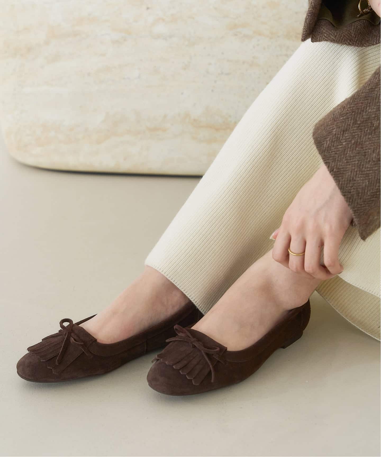 追加》レザーキルトタッセルフラット（フラットシューズ）｜LE TALON