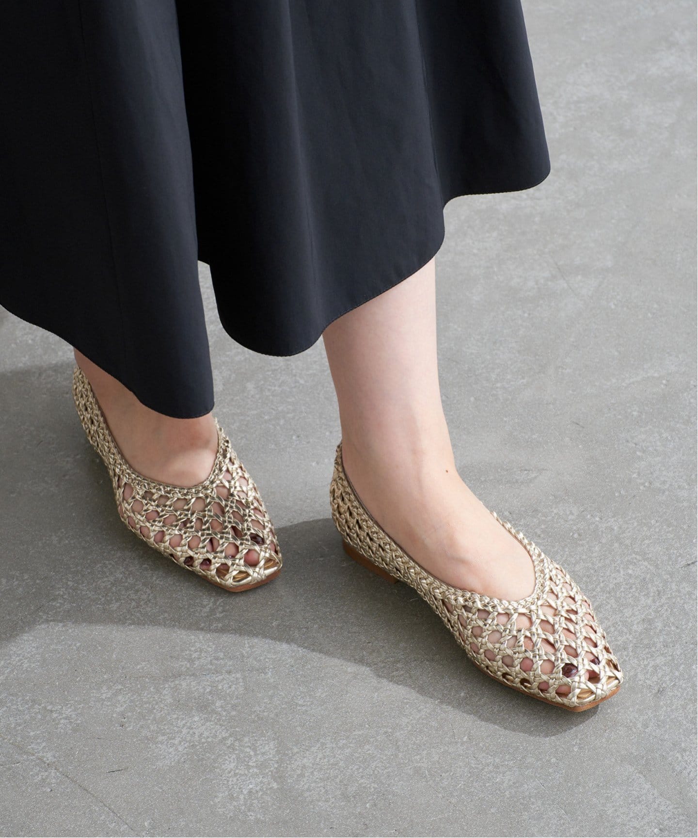 美品 LE TALON ルタロン フラット バレエシューズ ラメ パンプス ✨美品✨ ルタロン Le Talon ラメ入り フラットパンプス 白 23cm