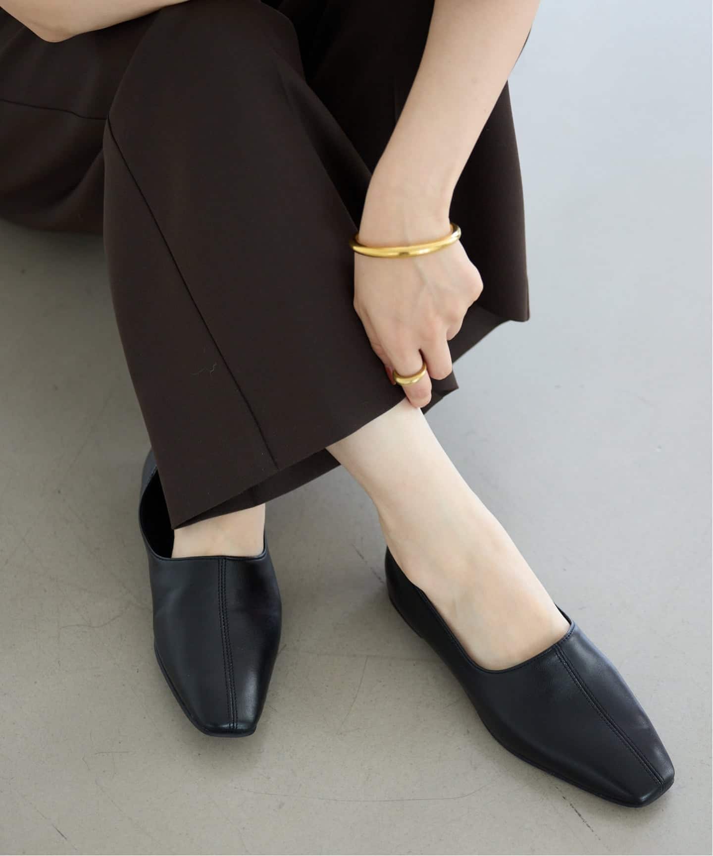 靴 LE TALON LE TALON シューズ 「追加」スクエアVカットフラット レディース