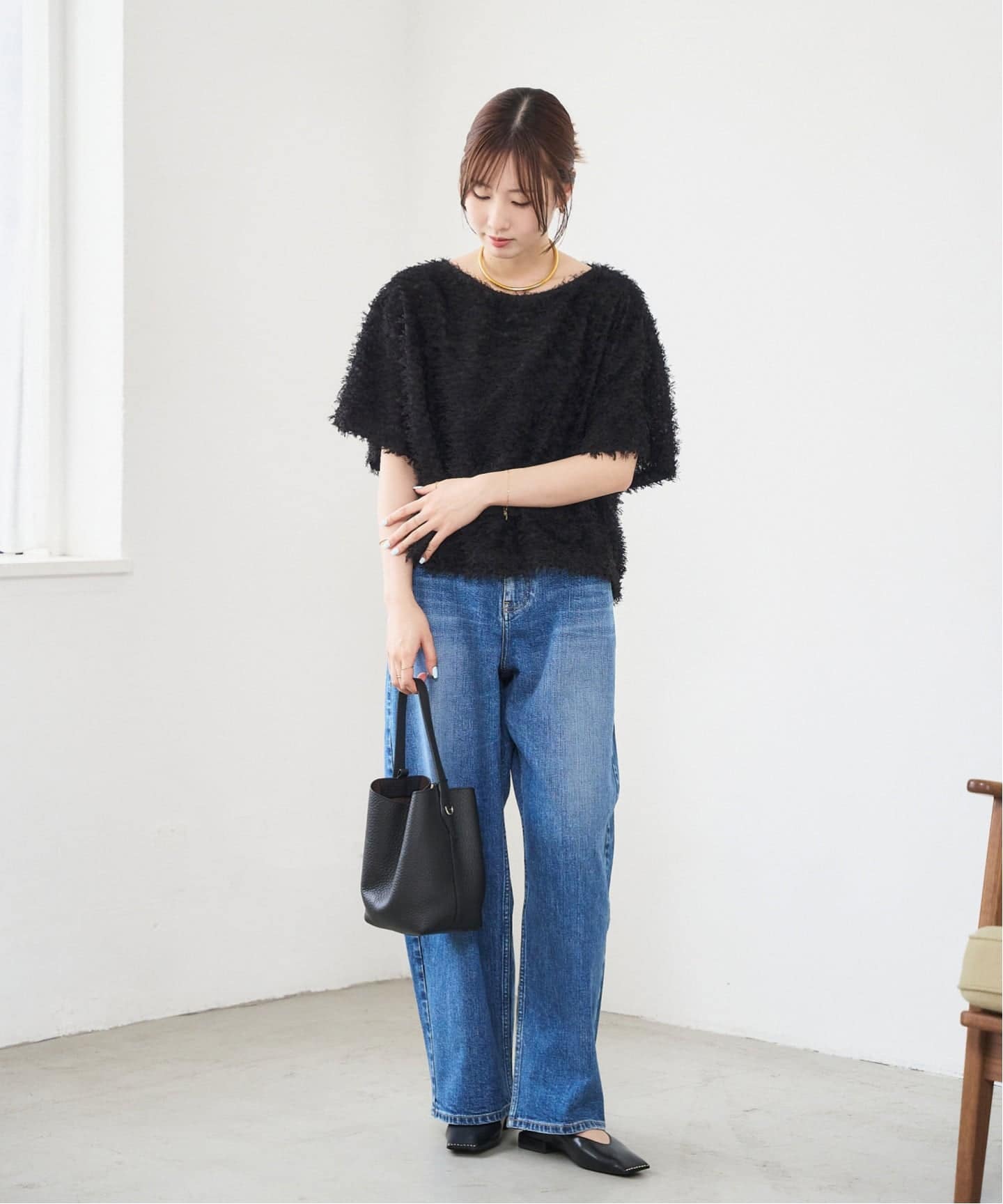 スクエアスタッズバブーシュ（フラットシューズ）｜LE TALON（ル