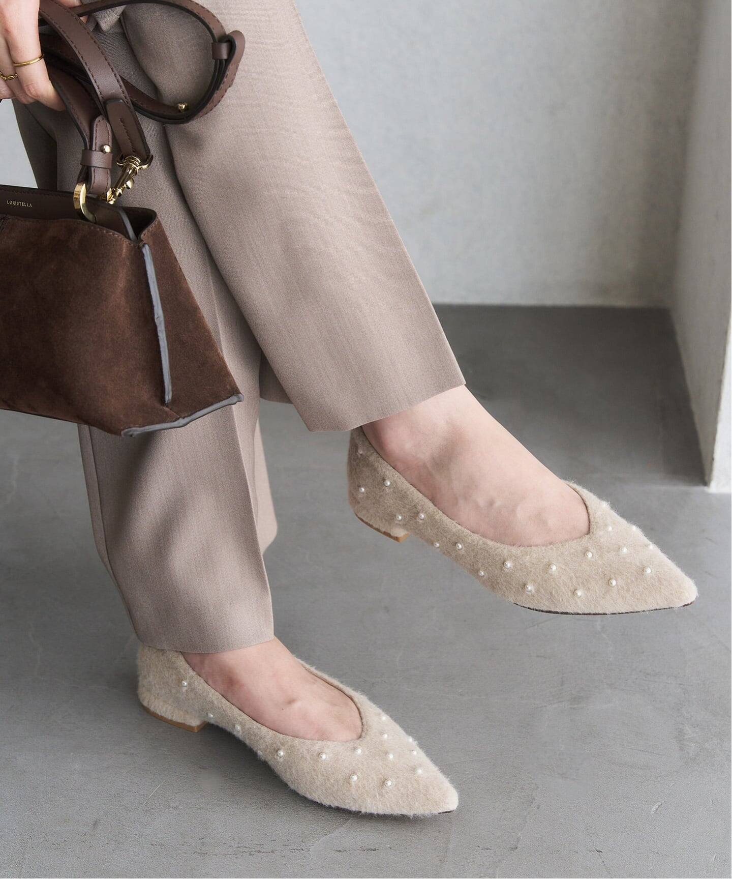 ポインテッドパールスタッズフラット（フラットシューズ）｜LE TALON