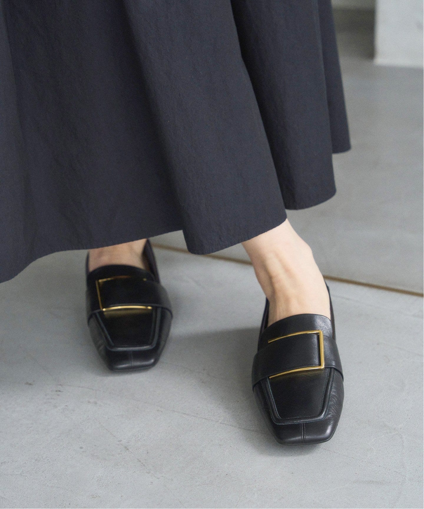 Le Talon　ルタロン　レザースクエアメタルバックルローファー　24.5 追加》レザースクエアメタルバックルローファー（ローファー