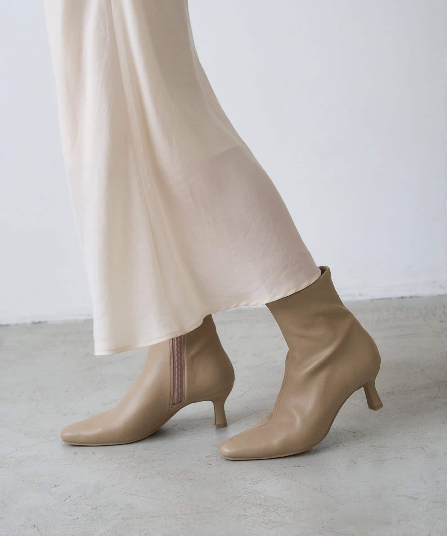 追加》6cmフレンチスクエアフィットショートブーツ（ブーティ