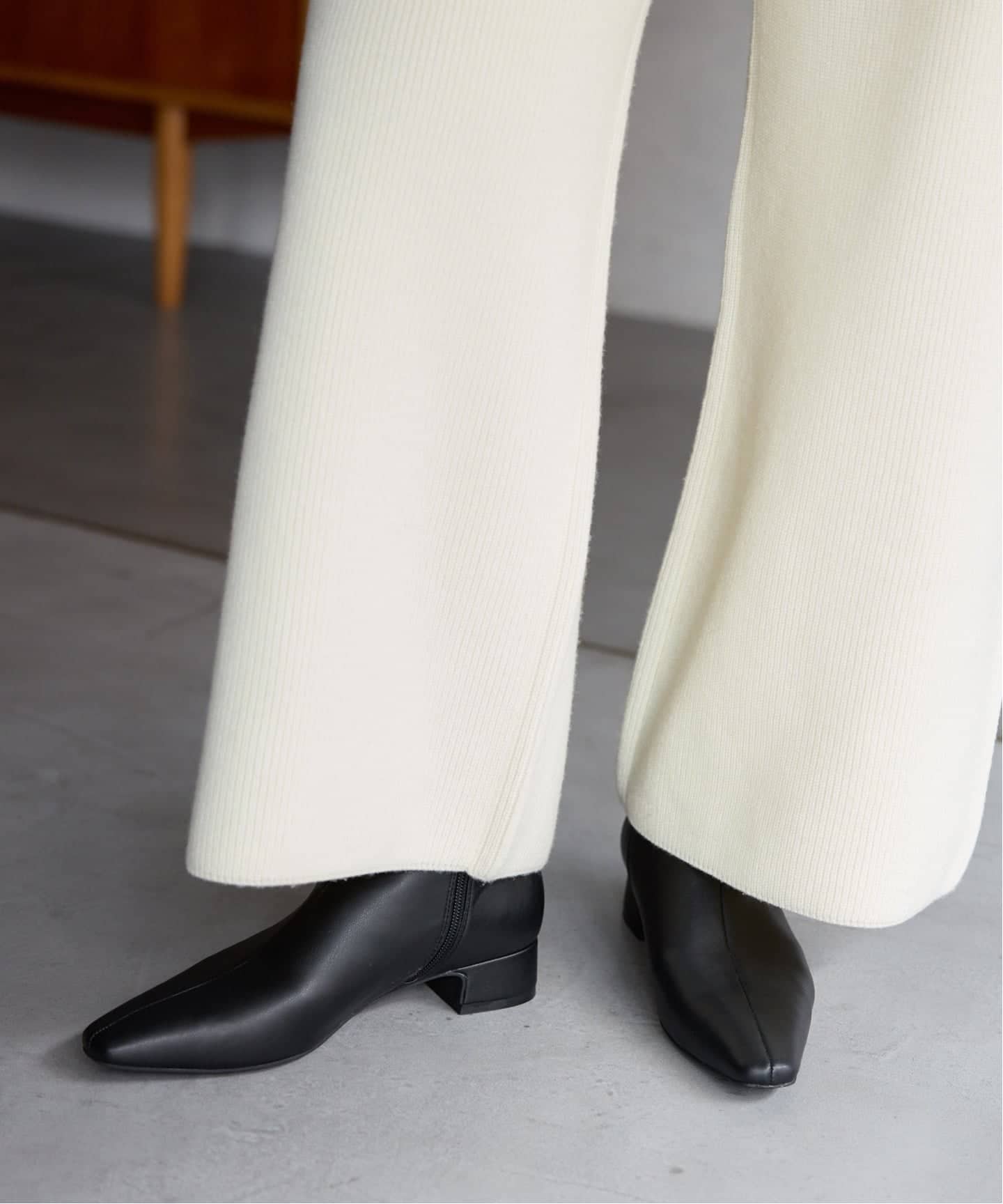 追加》3cmフレンチスクエアフィットショートブーツ（ブーティ