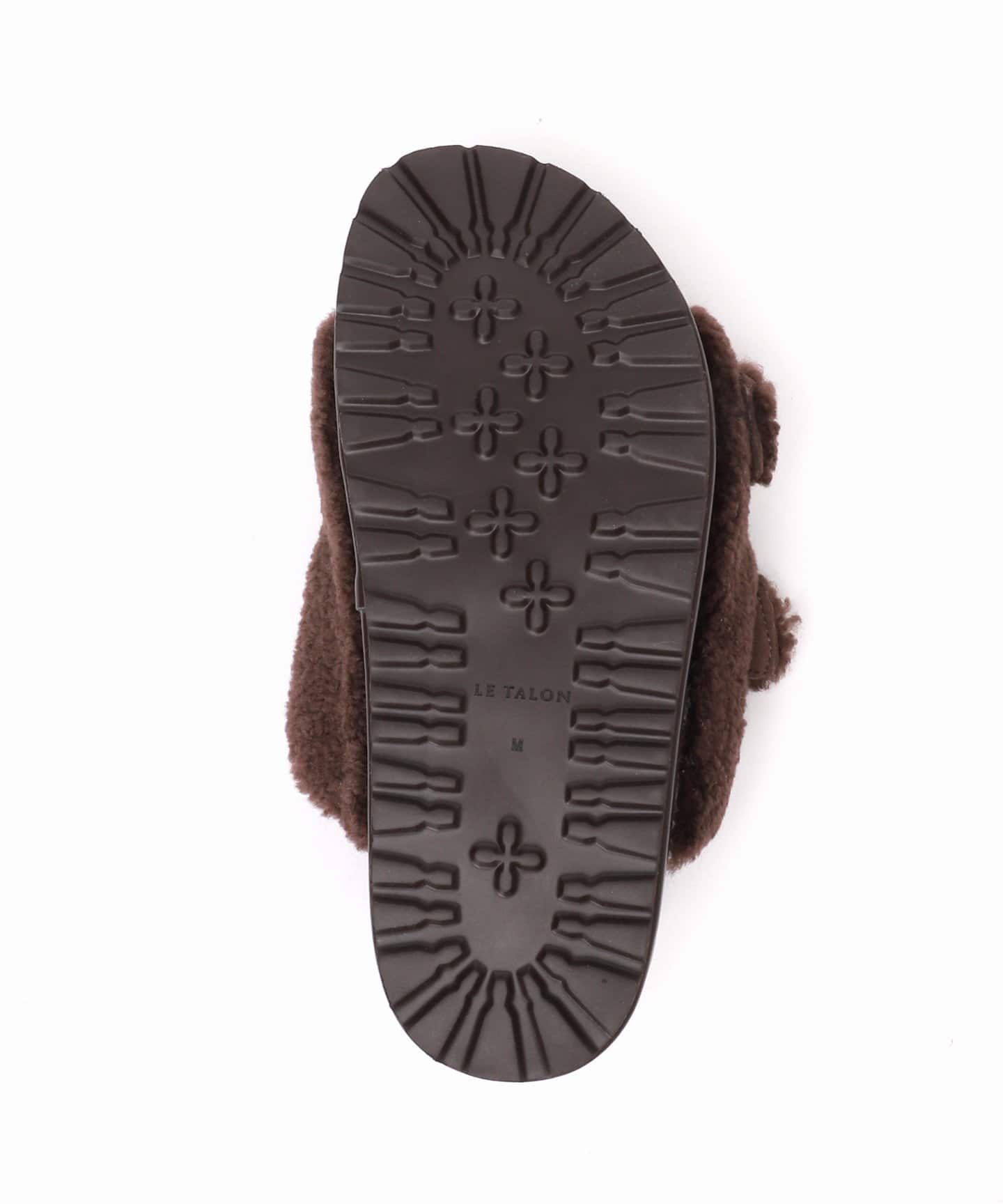 【美品】LE TALON スエード生地 ダブルベルト　ブラウン　秋冬 レザーボアベルトサンダル（サンダル）｜LE TALON（ル タロン