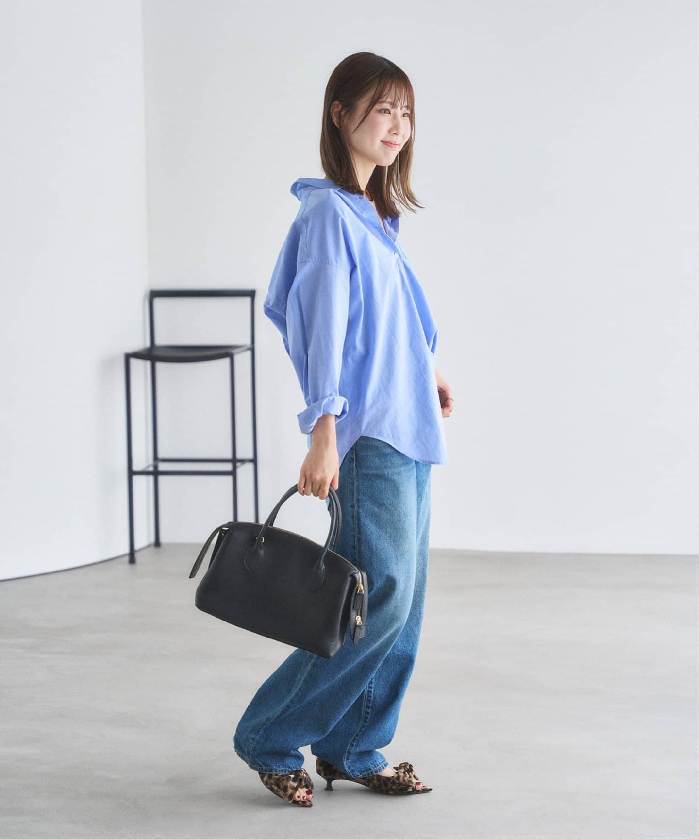 Le Talon 新品　オープントゥ　パンプス　ブラック 35 22.5 3.5cmポインテッドリボンオープントゥパンプス（パンプス）｜LE