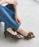 3.5cmポインテッドリボンオープントゥパンプス