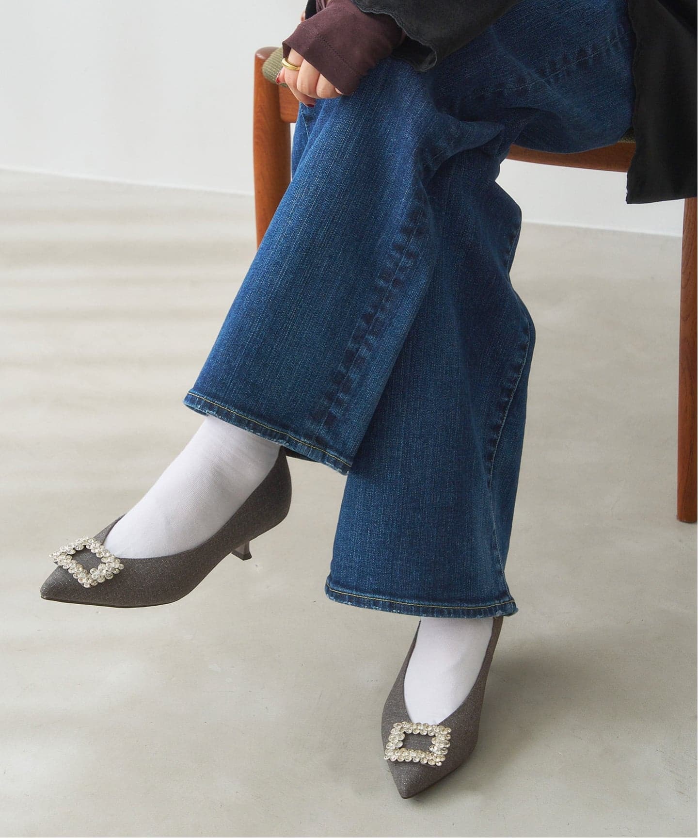 4.5cmフラワービジューバックルパンプス（パンプス）｜LE TALON（ル