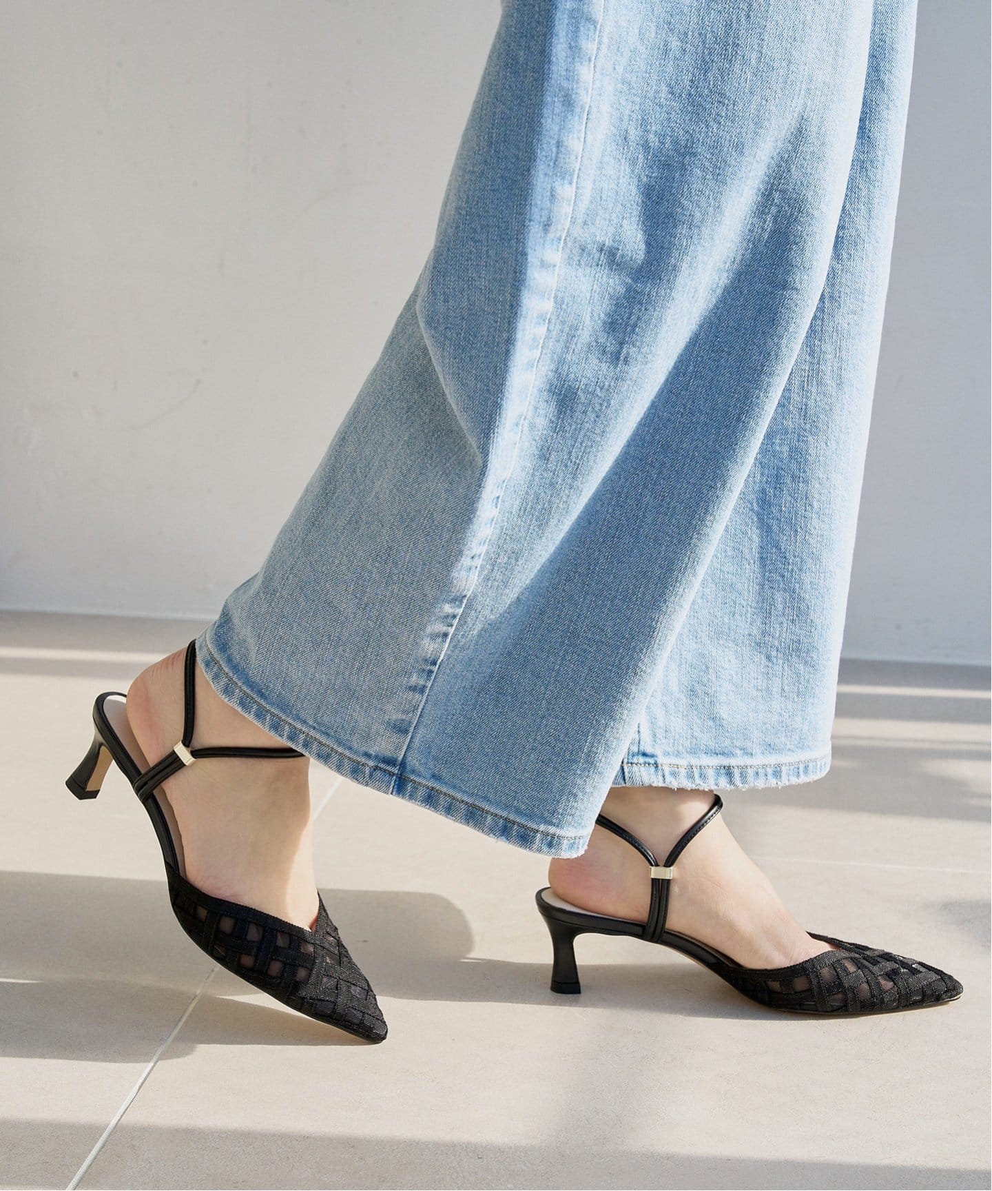 ルタロン 5センチポインテッド gingham アンクルパンプス LE TALON｜5cmポインテッドGINGHAMアンクルパンプス | Rakuten