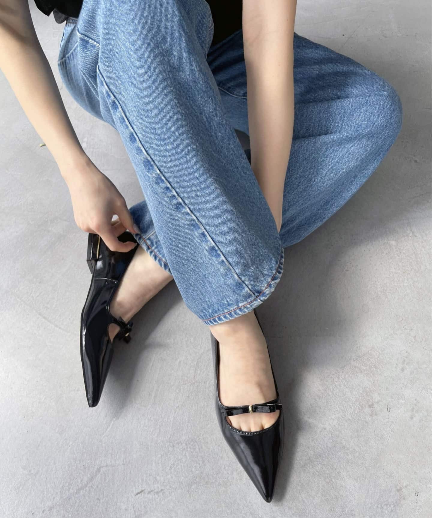 新品 ルタロン ポインテッドメタルリボンフラット ポインテッドメタルリボンフラット（フラットシューズ）｜LE