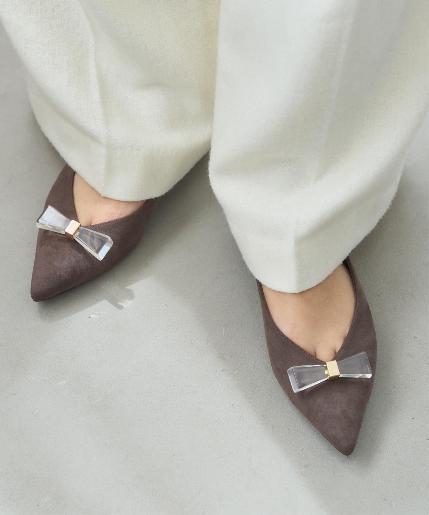ポインテッドクリアリボンフラット（フラットシューズ）｜LE