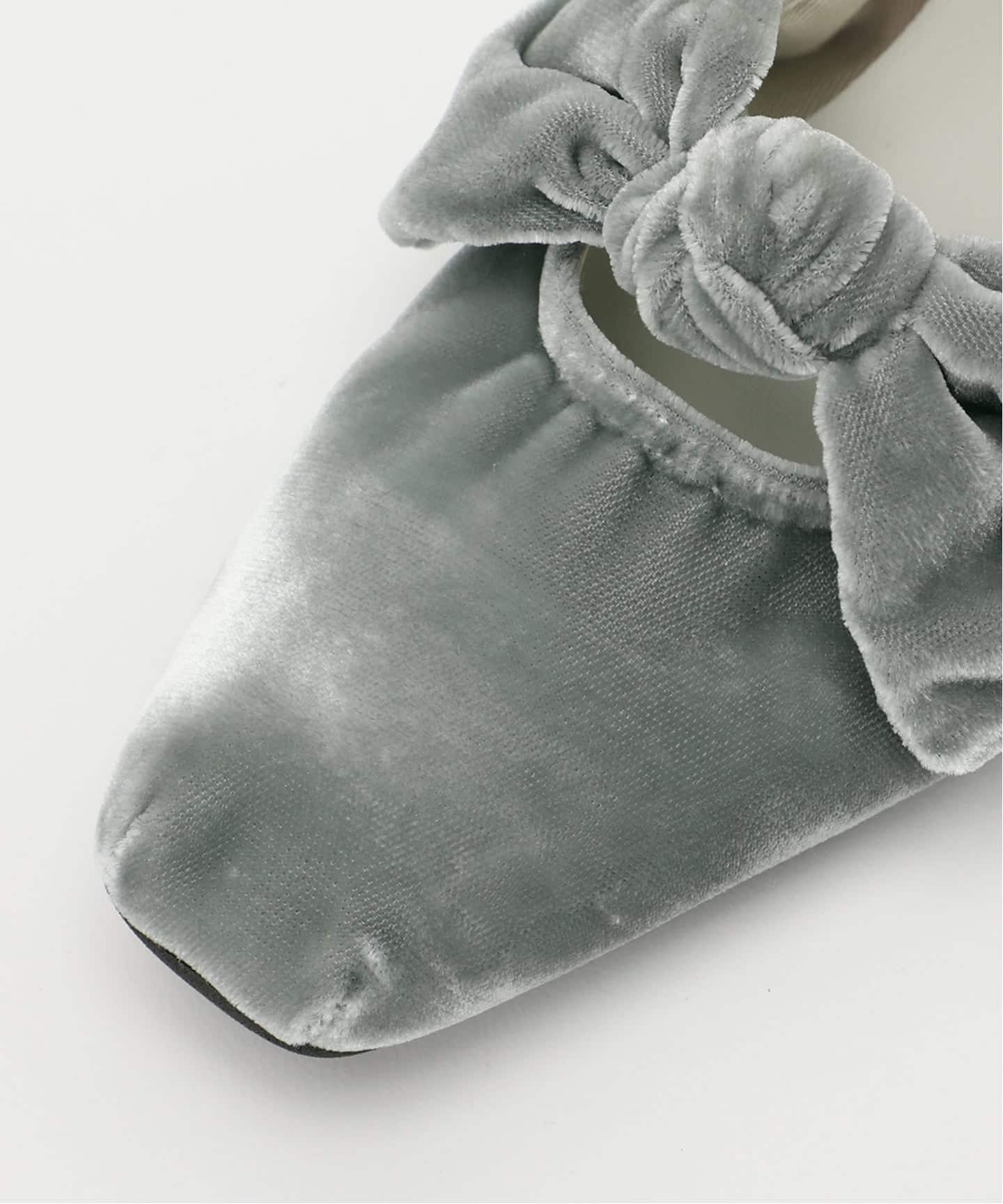 追加3》スクエアベルベットリボンフラット（フラットシューズ）｜LE