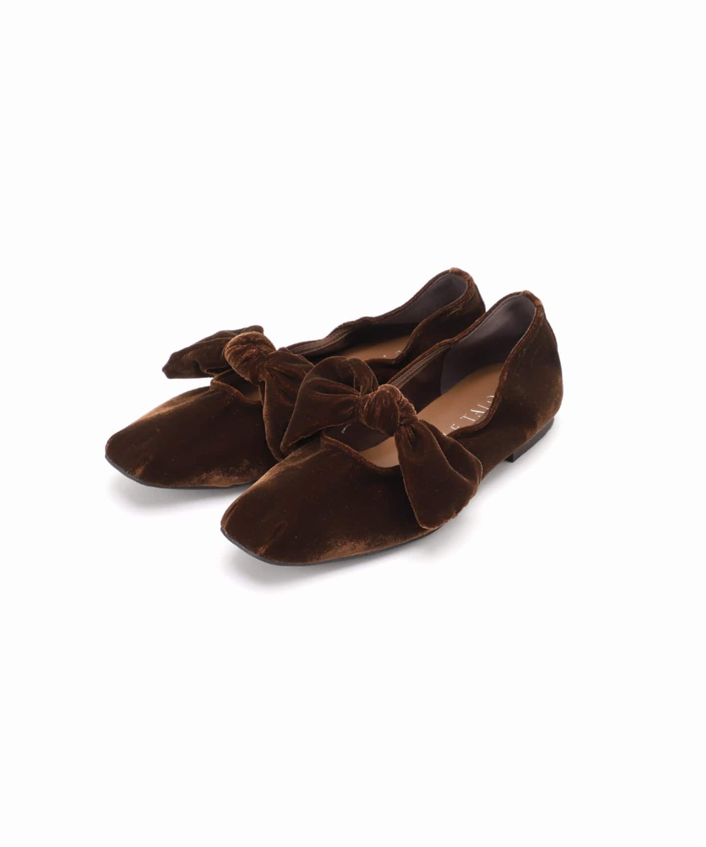 追加3》スクエアベルベットリボンフラット（フラットシューズ）｜LE