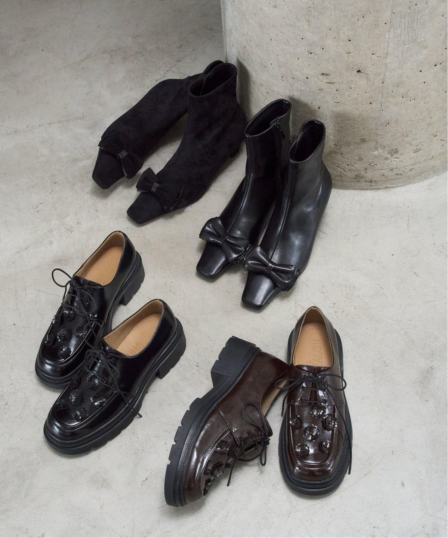 Youn-a×LE TALONアツゾコフラワーレースアップ（ローファー）｜LE