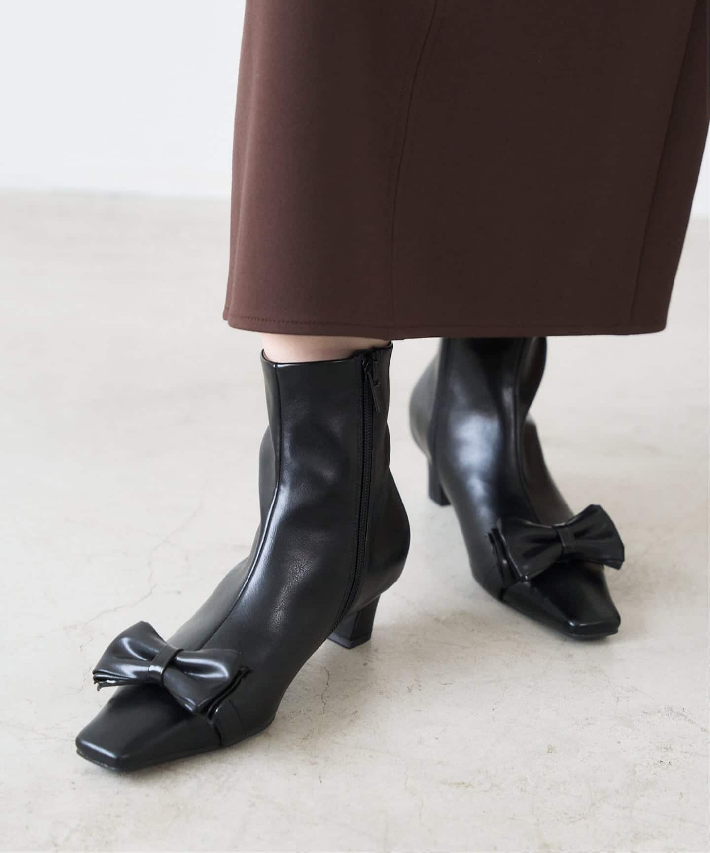 Youn-a×LE TALON 4.5cm2WAYリボンショートブーツ（ブーティ