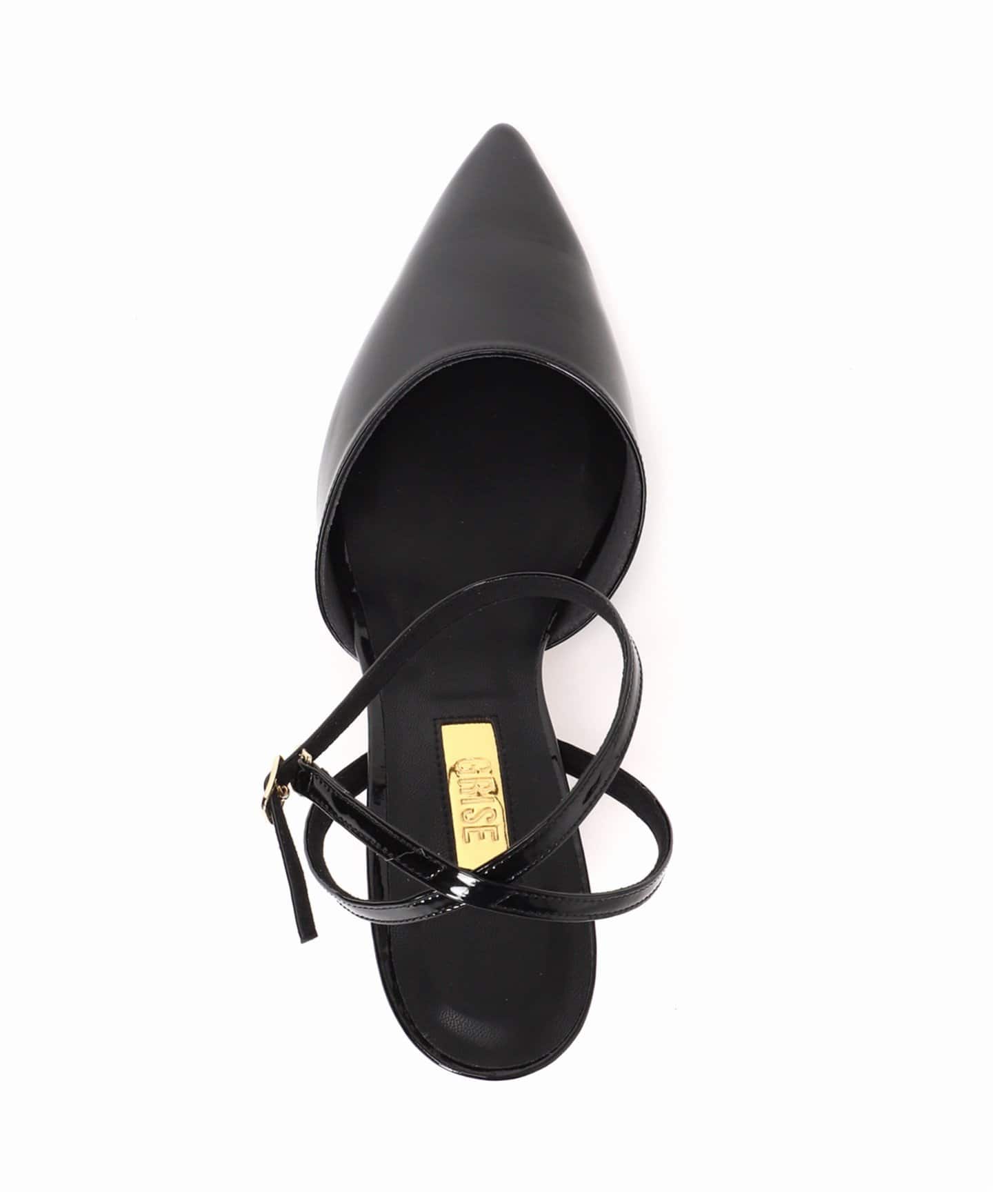 GRISE5cmポインテッドアンクルストラップスリングバック