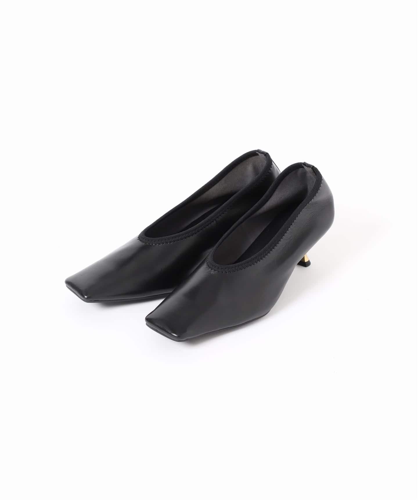 追加》GRISE5.5cmレザースクエアストレッチパンプス（パンプス