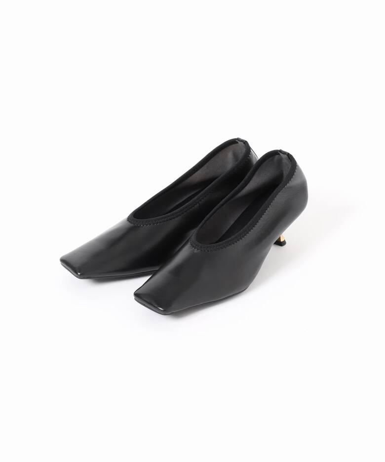 追加》GRISE5.5cmレザースクエアストレッチパンプス（パンプス 