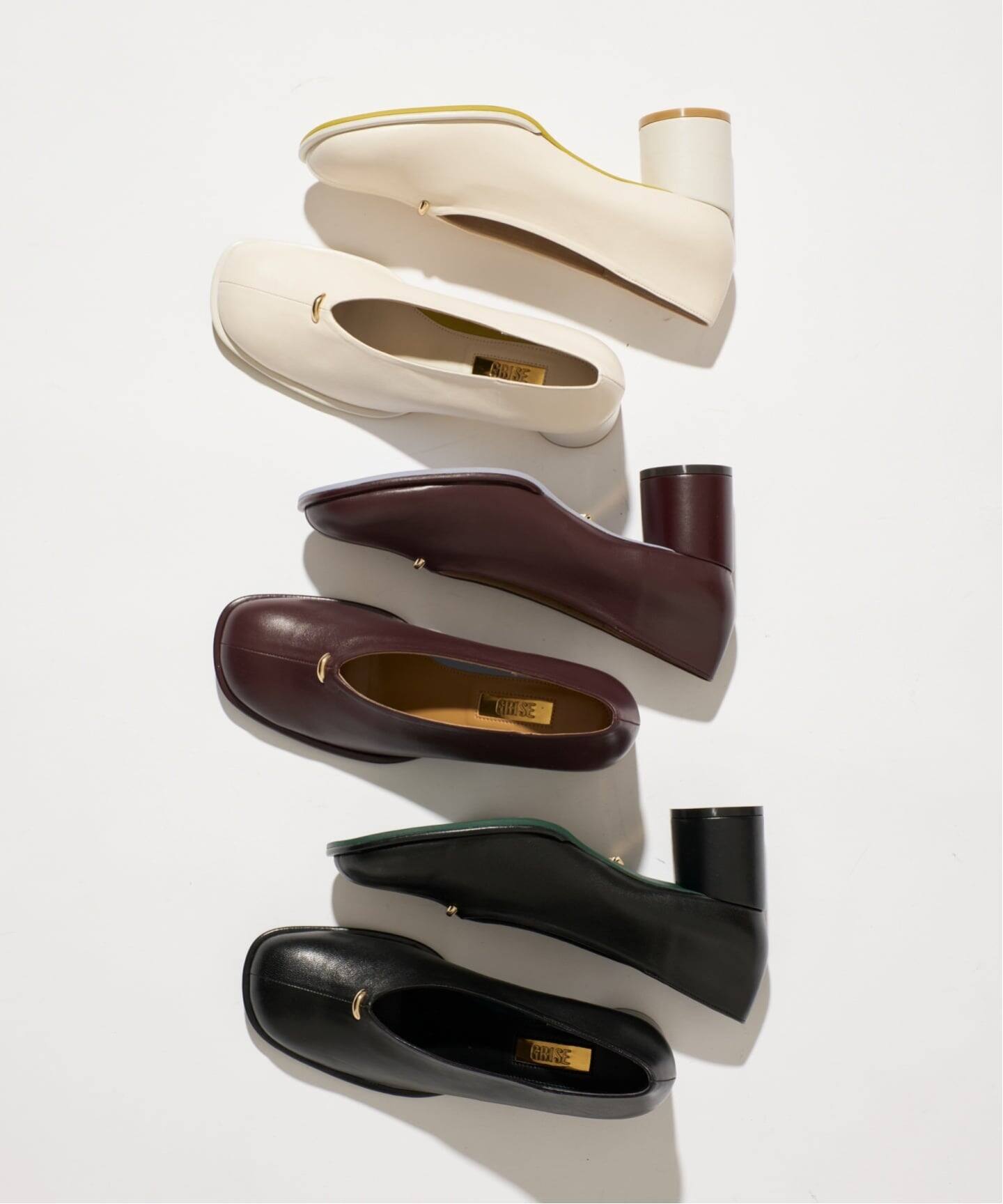 GRISE6cmレザーオブリークハイバンプパンプス（パンプス