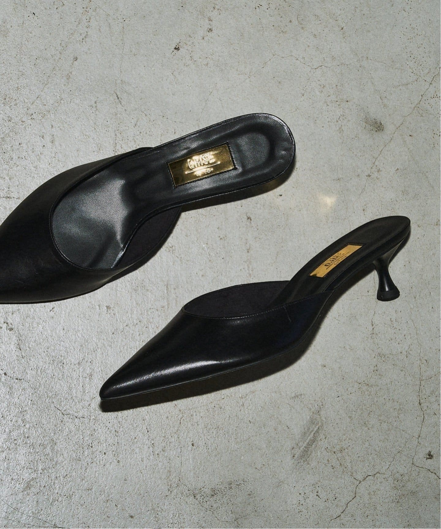 【WEB一部店舗限定 】GRISE4.5cm ポインテッドトゥミュール 追加》GRISE4.5cmレザーポインテッドミュール（パンプス