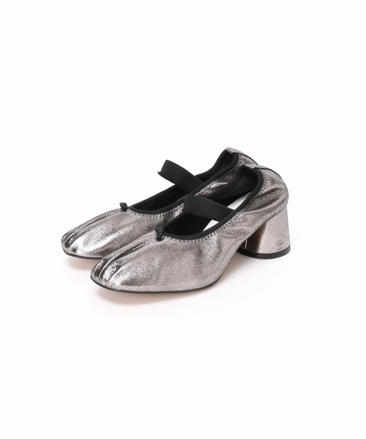 GRISE5.5cmレザーギャザーバレリーナパンプス（パンプス