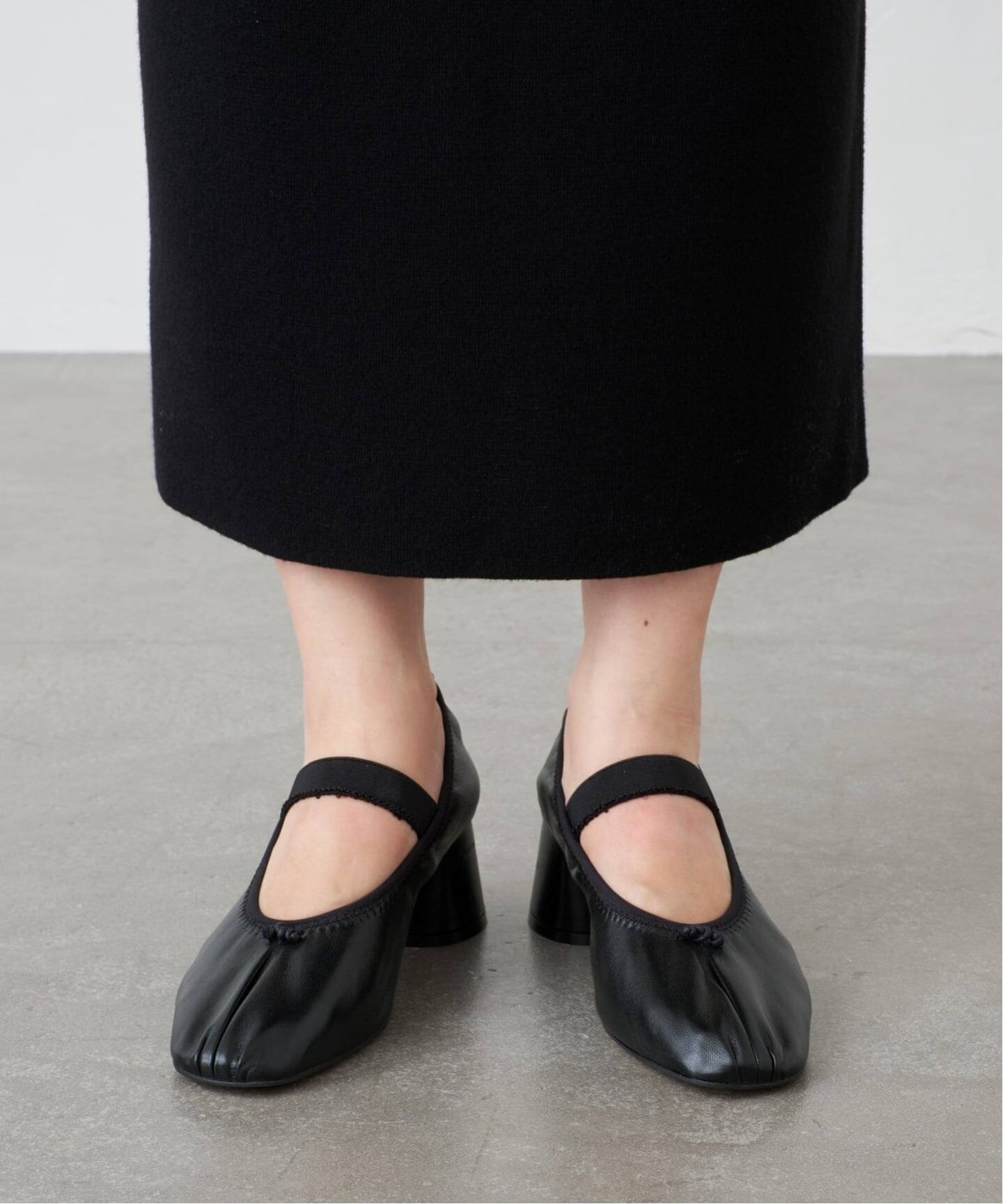 フィービー バレリーナパンプス GRISE5.5cmレザーギャザーバレリーナパンプス（パンプス