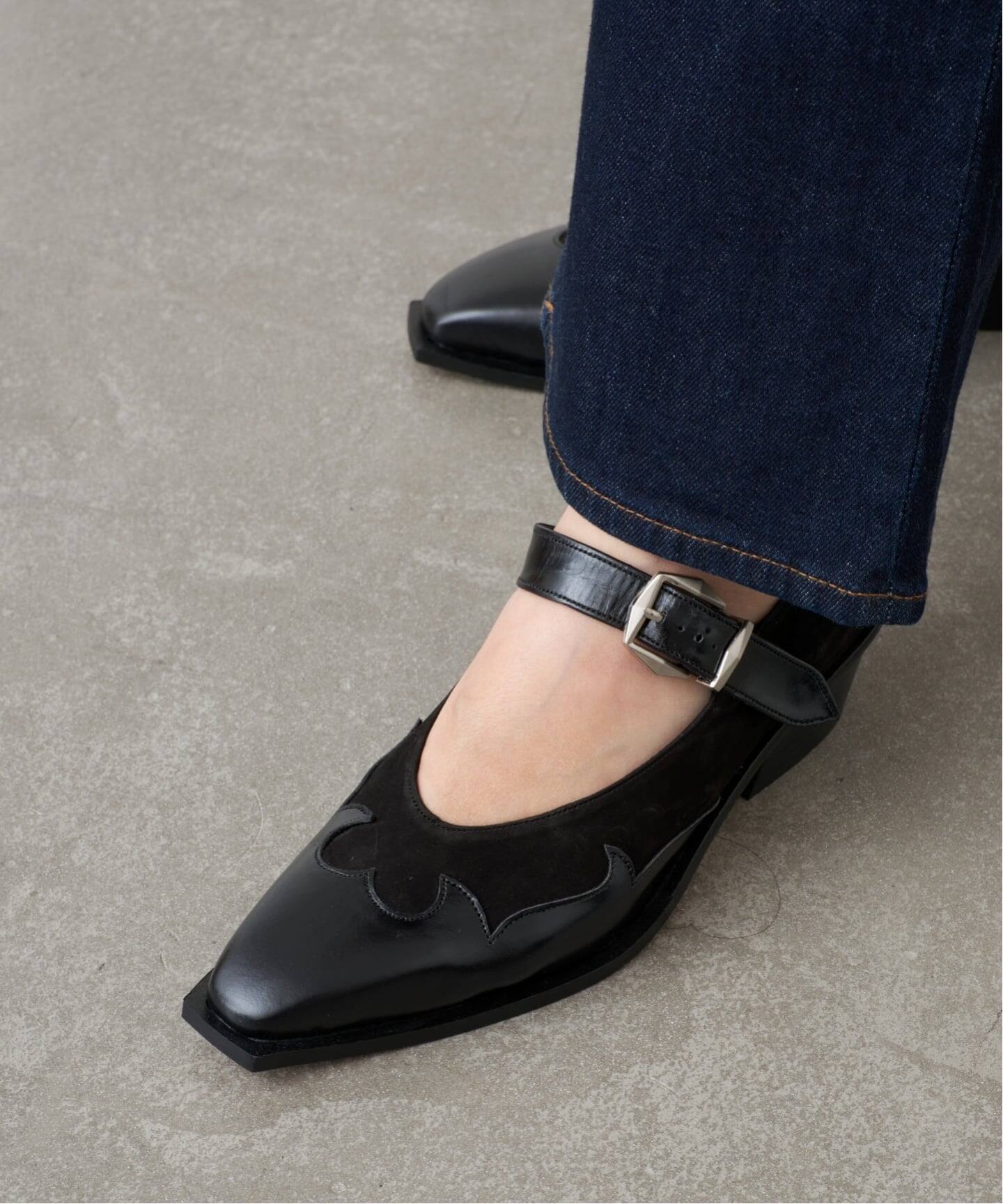 PIERRE HARDY パンプス シースルー レザー 黒 メリージェーン 予約》GRISE LEATHER WESTERN メリージェーン（パンプス