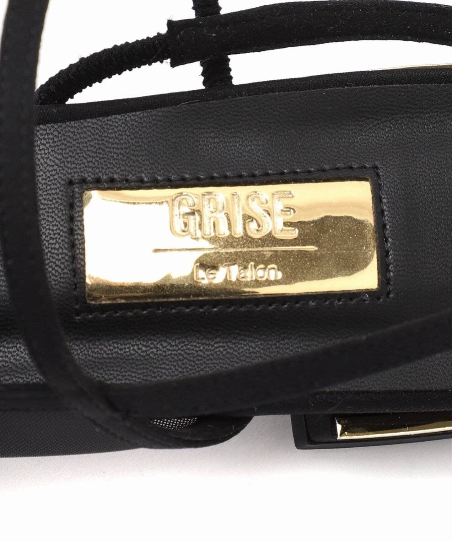 GRISE ポインテッドストラップスリングバック ブラック 24.0　ルタロン 追加》GRISEポインテッドコンビストラップスリングバック（フラット