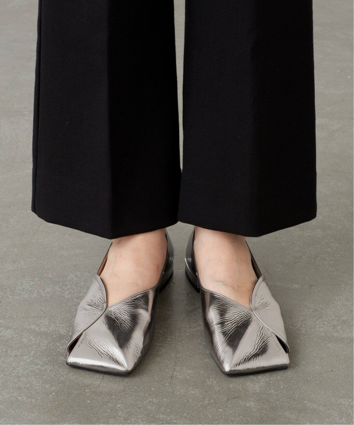 GRISEレザースクエアARTYフラット（フラットシューズ）｜GRISE