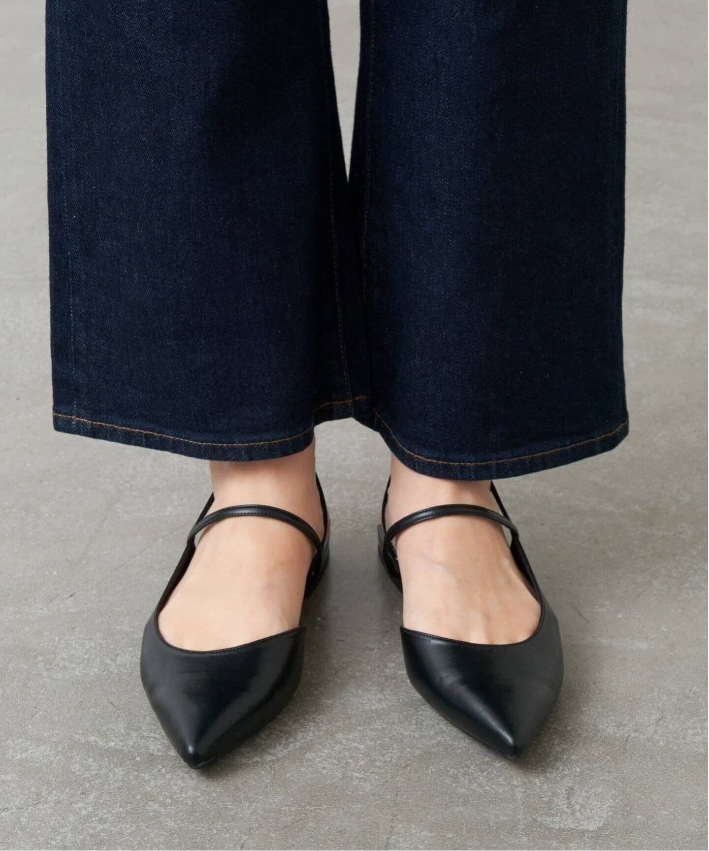 追加》GRISEポインテッドストラップスリングバック（フラットシューズ