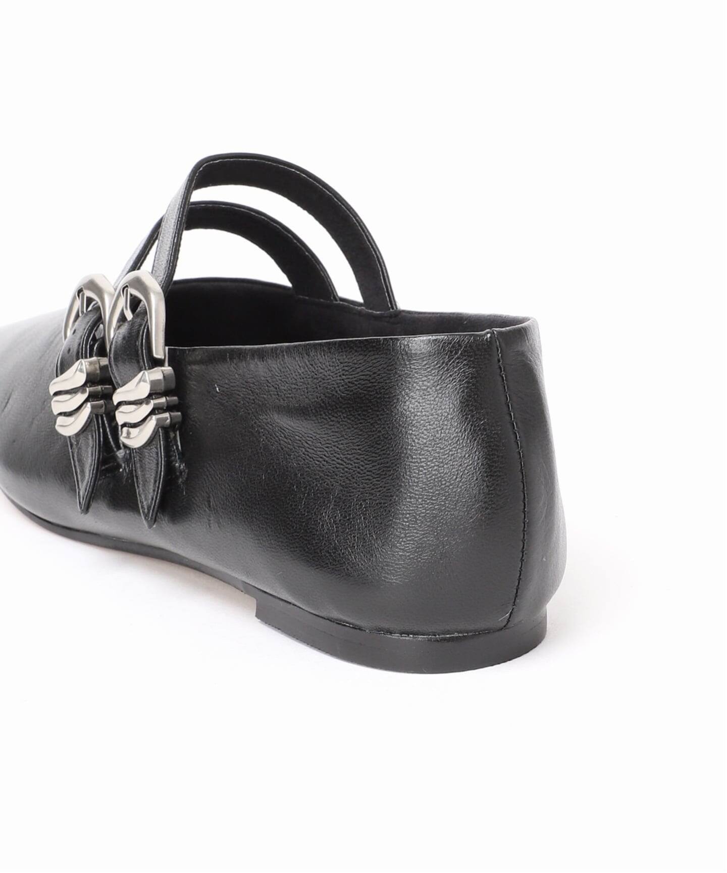 GRISEレザーWストラップメリージェーン（フラットシューズ）｜GRISE