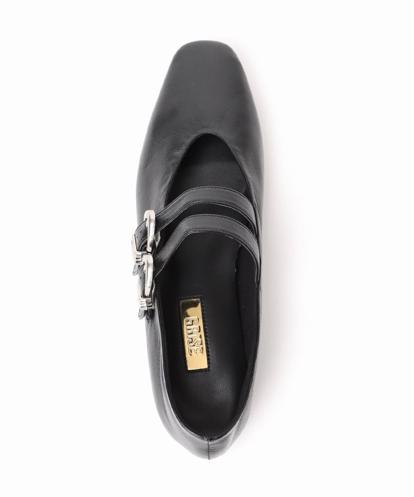 GRISEレザーWストラップメリージェーン（フラットシューズ）｜GRISE