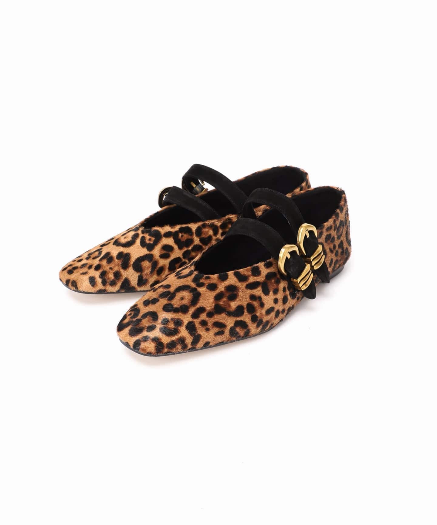 GRISEレザーWストラップメリージェーン（フラットシューズ）｜GRISE