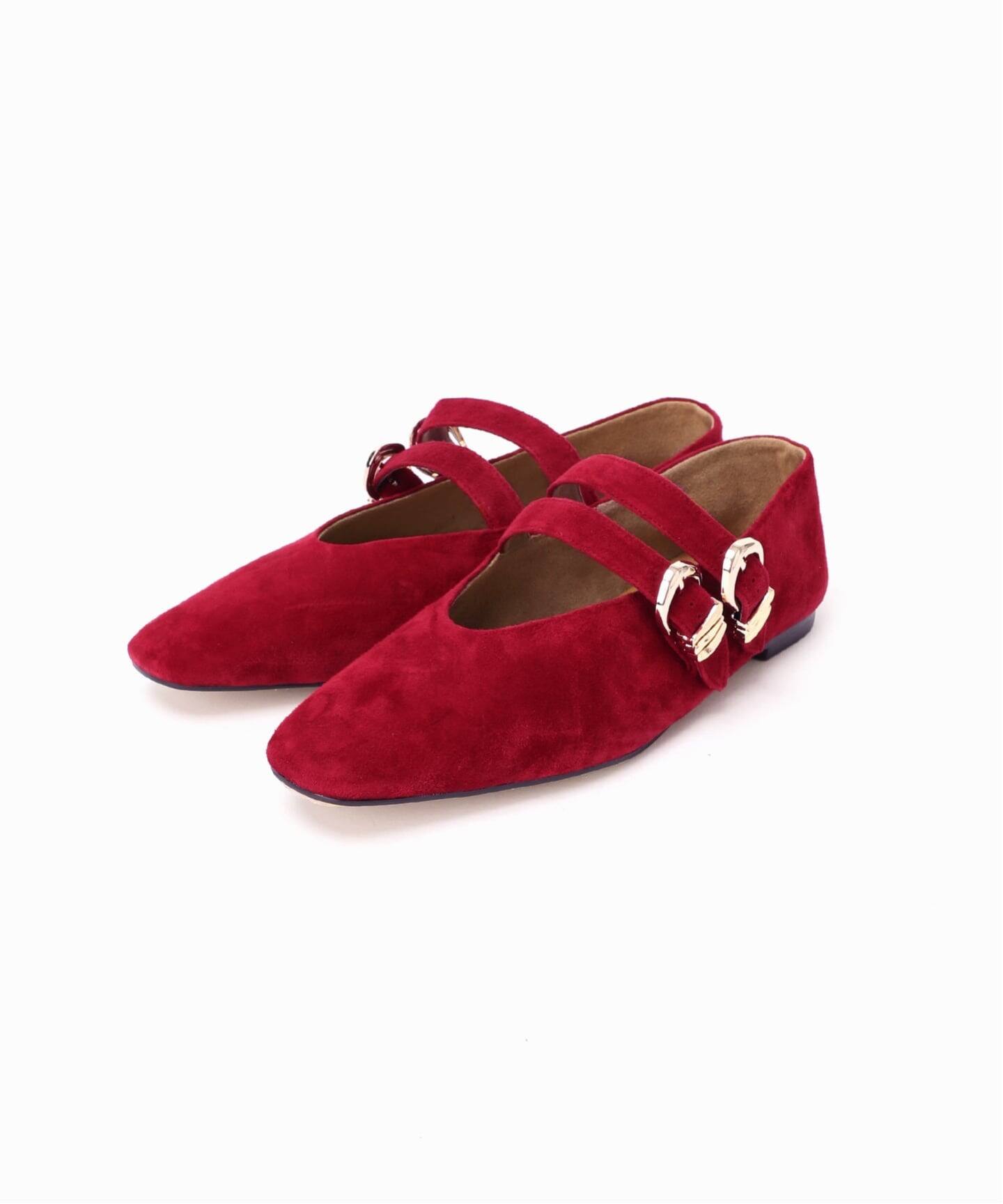 GRISEレザーWストラップメリージェーン（フラットシューズ）｜GRISE